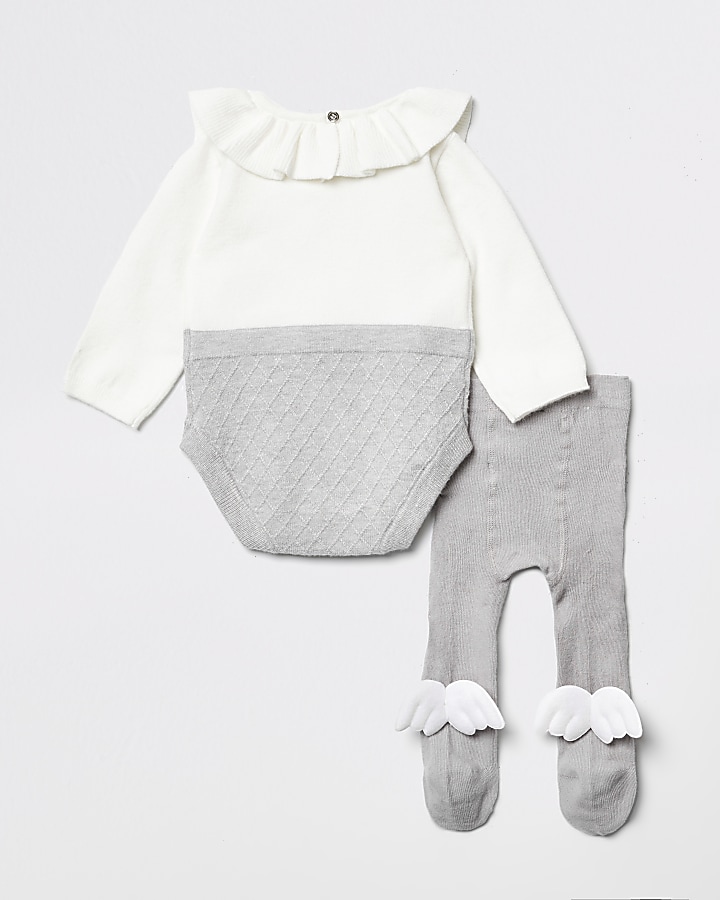Baby grey RI frill neck baby outfit