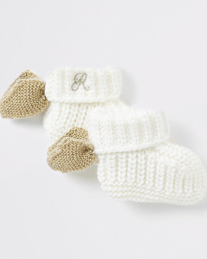 Baby cream angel wing sock booties