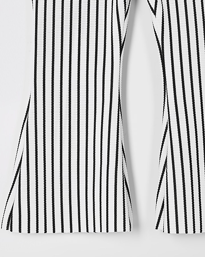 Mini girls white stripe flare trousers
