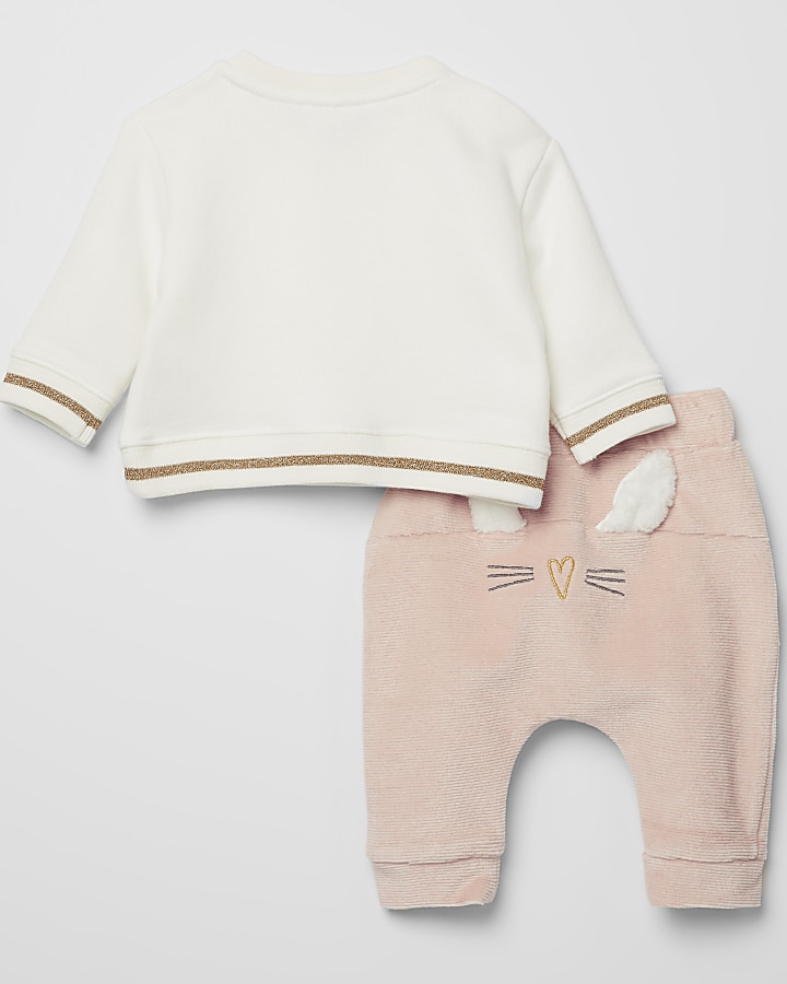 Baby pink bunny sweatshirt baby outfit