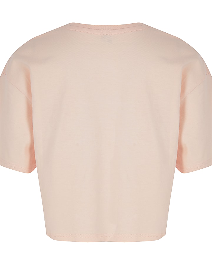 Girls pink 'Paris' print T-shirt