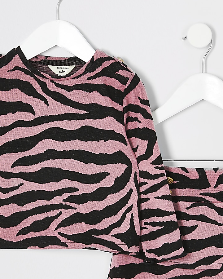 Mini girls pink zebra print outfit