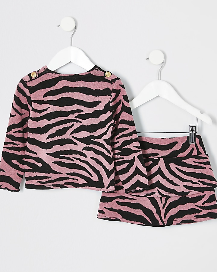 Mini girls pink zebra print outfit