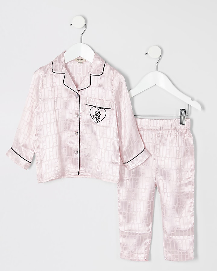 Mini girls pink RI monogram pyjamas
