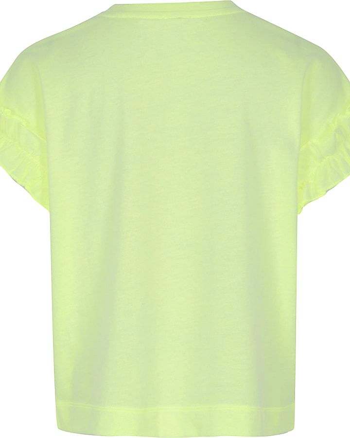 Girls neon green embellished T-shirt