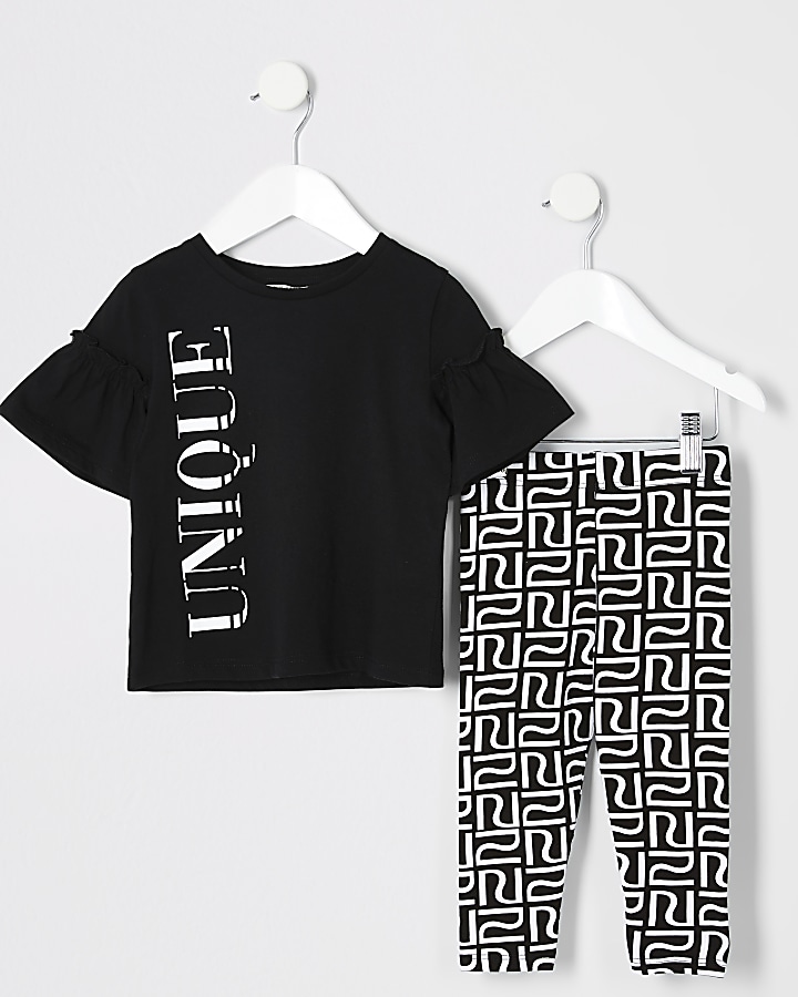 Mini girls 'unique' print T-shirt outfit