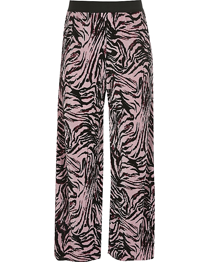 Girls pink zebra print trousers