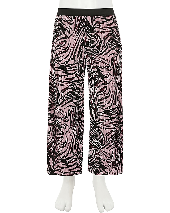 Girls pink zebra print trousers