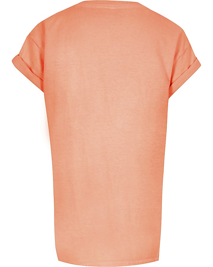 Girls neon orange printed T-shirt