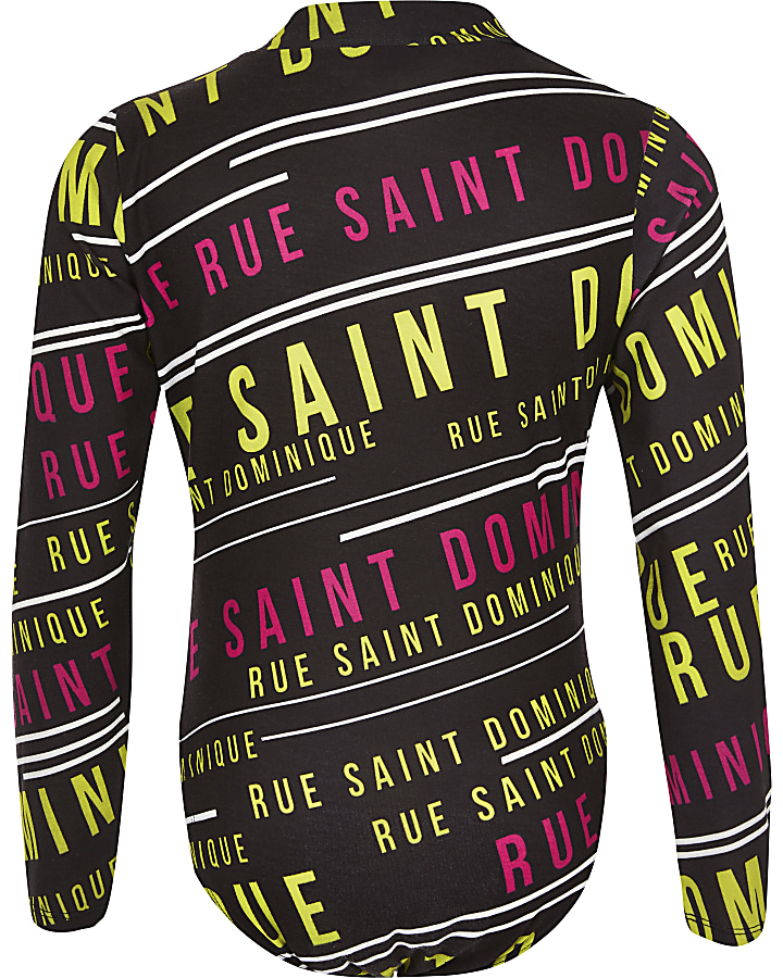 Girls black 'Saint Dominique' print bodysuit