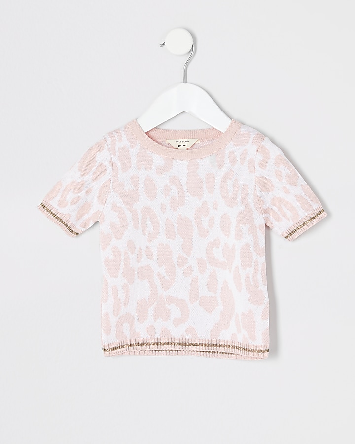 Mini girls pink leopard t-shirt