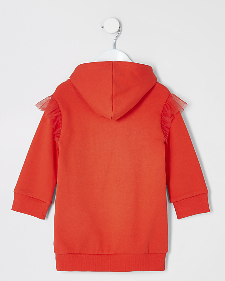Mini girls red 'Style icon' sweatshirt dress