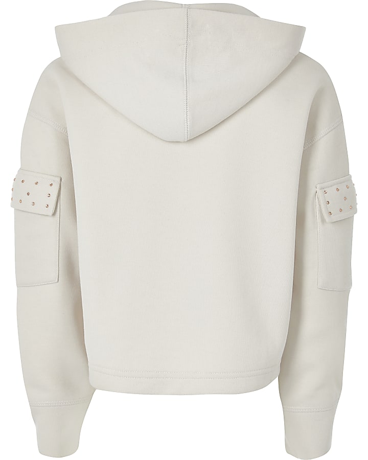 Girls stone diamante utility hoodie