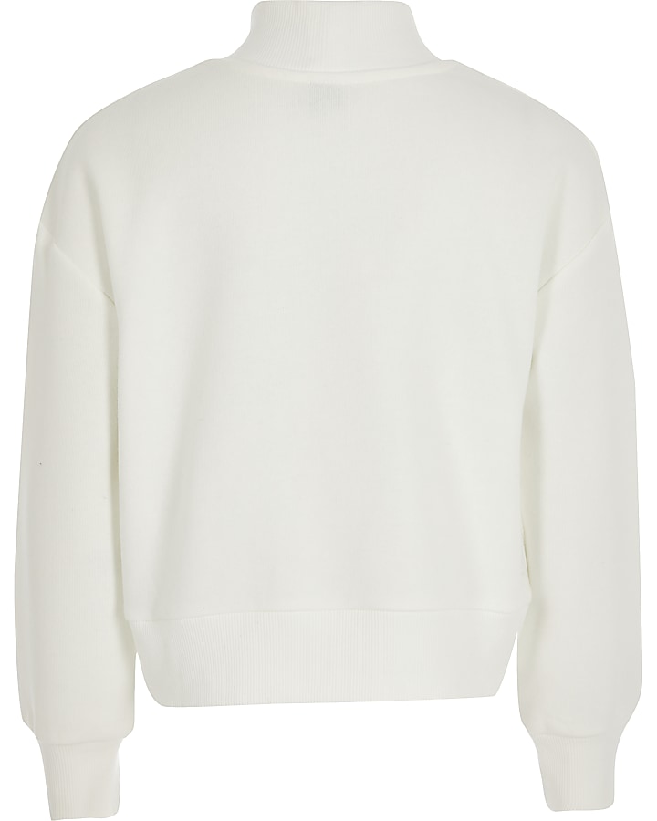 Girls white 'Luxe' embellished sweatshirt
