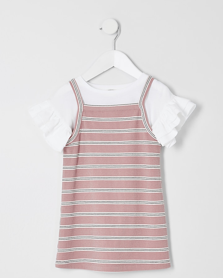 Mini girls pink stripe cami dress outfit