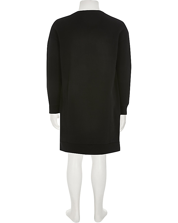 Girls black 'Unique' sweatshirt dress