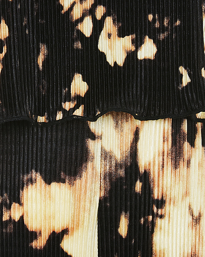 Girls black tie dye plisse jumpsuit