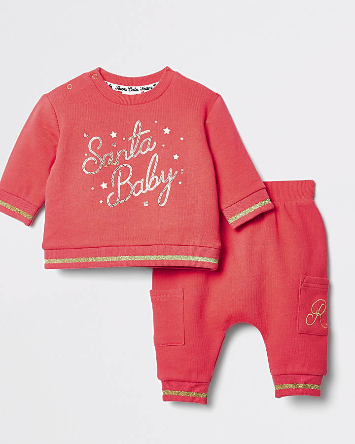 Baby red 'Santa baby' sweatshirt outfit