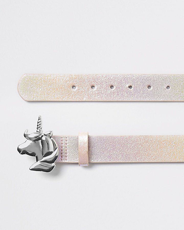 Girls pink unicorn buckle belt