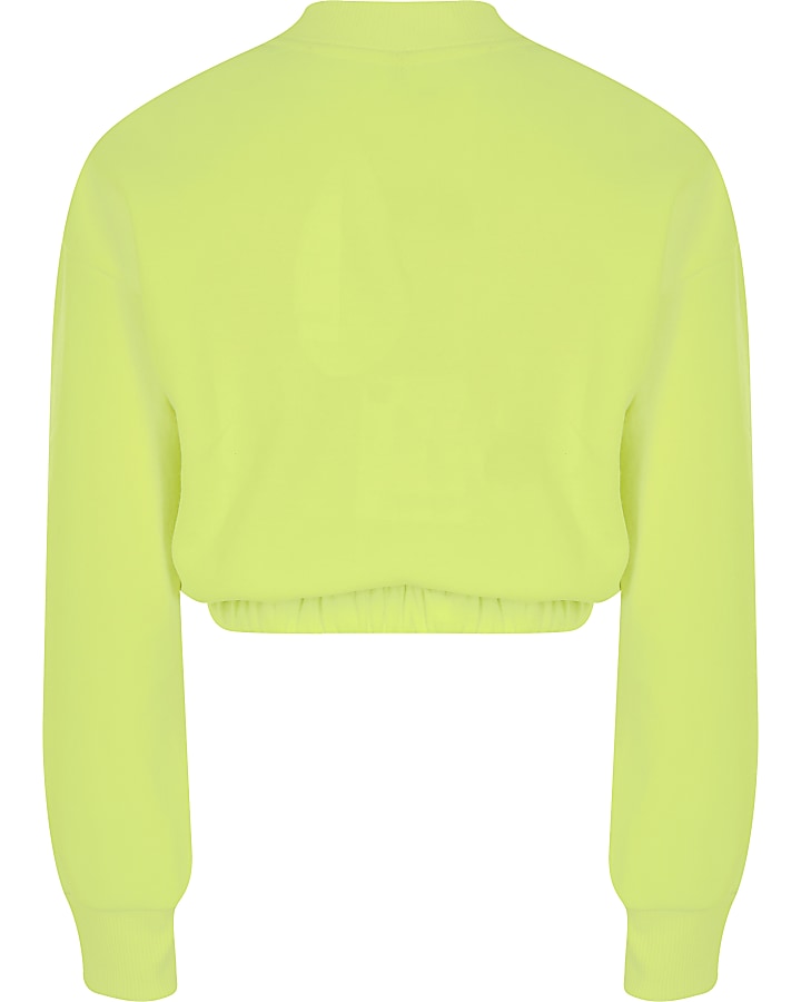 Girl neon yellow 'Sassy' sequin crop jumper