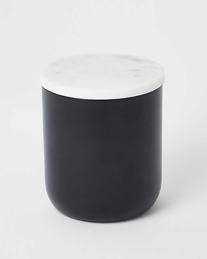 Marble topped vanilla scented candle black