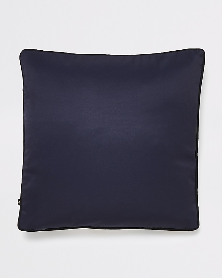 Blue ornate print cushion