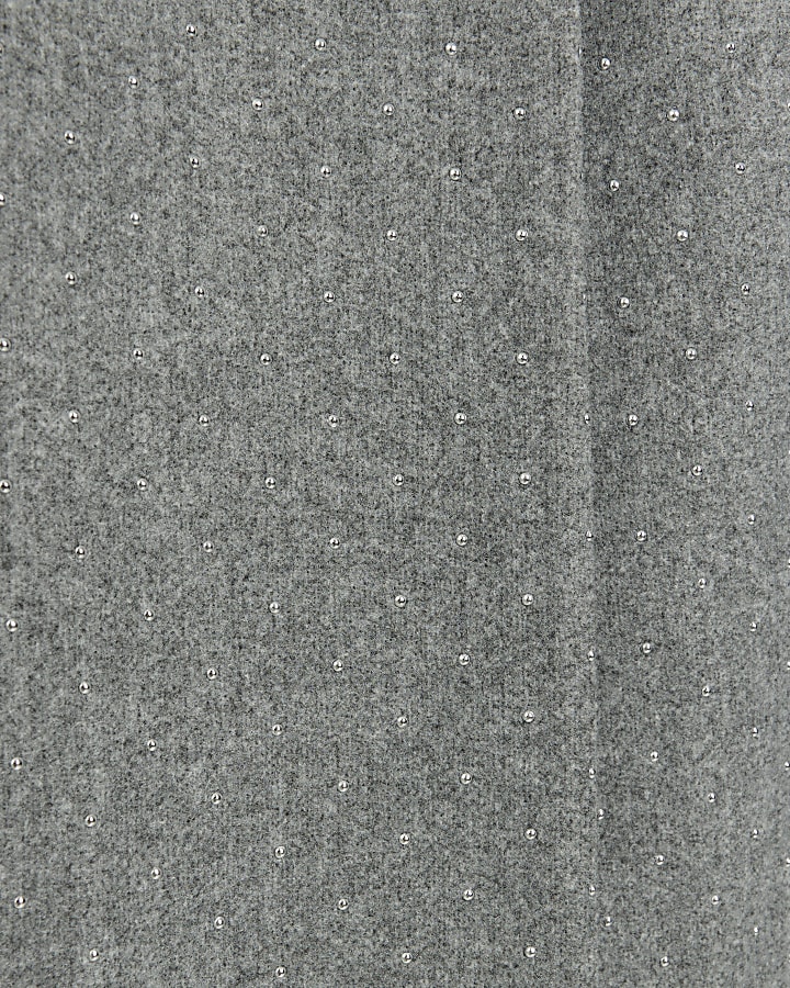 Grey studded longline coat River Island