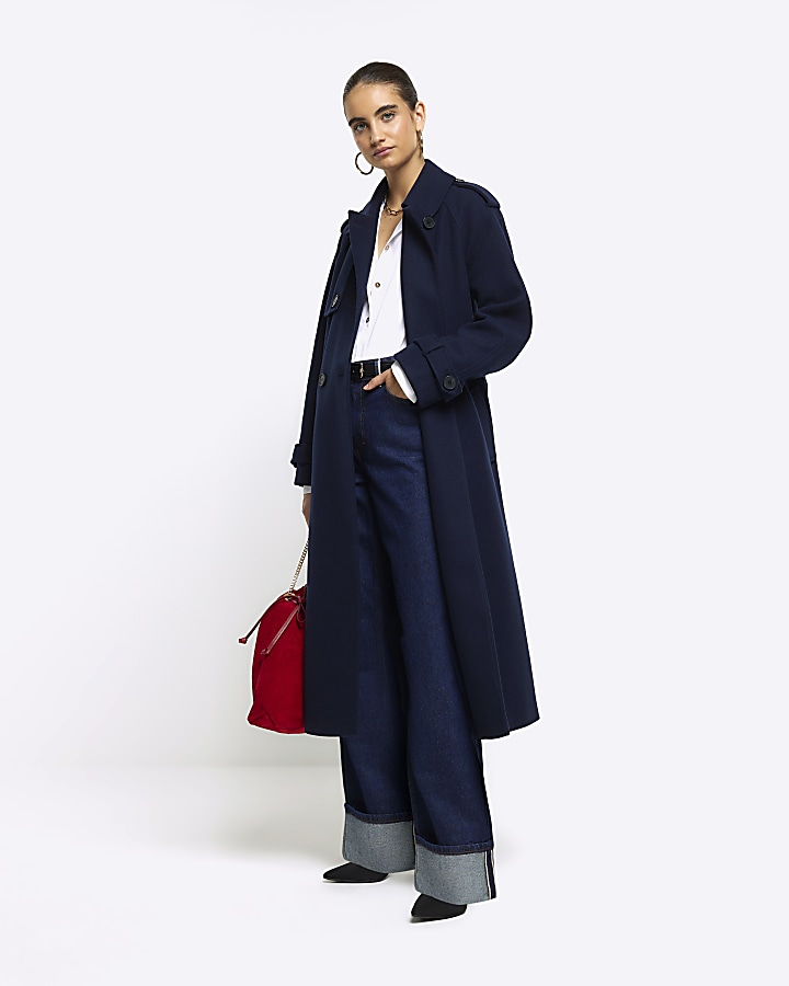 River island store navy coat