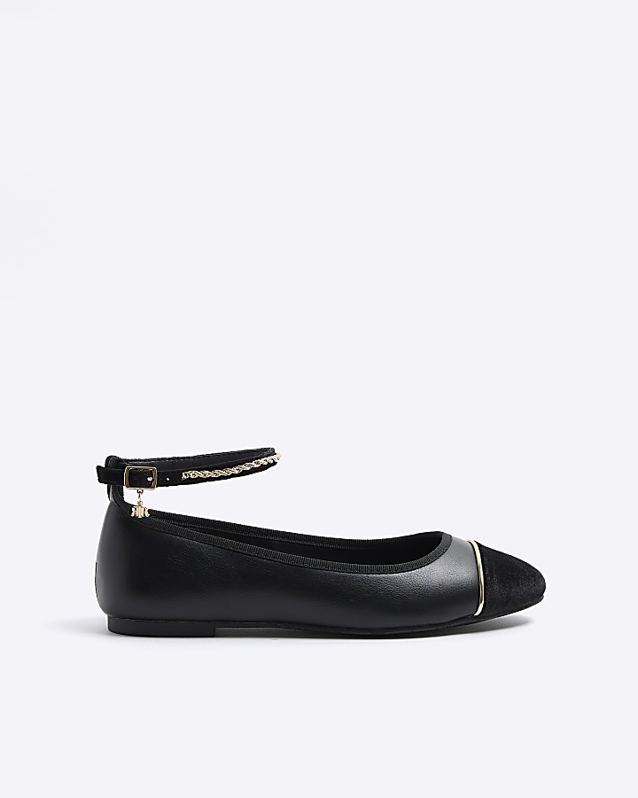 Black ballet pumps on sale with ankle strap