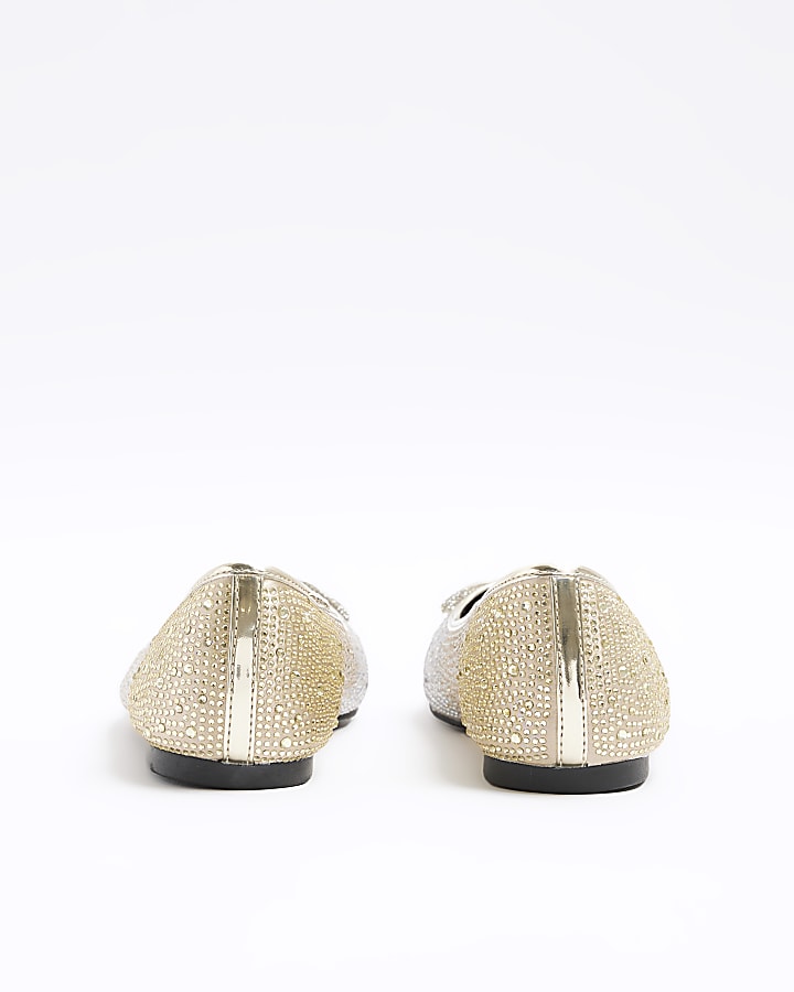 Gold diamante ballet shoes Alt1