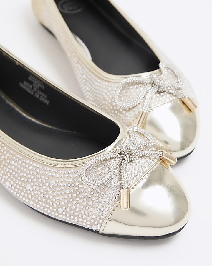 Gold diamante ballet shoes Alt3