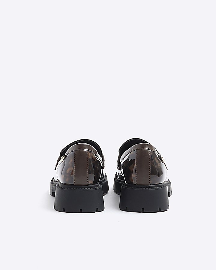 Brown tortoise shell chunky loafers