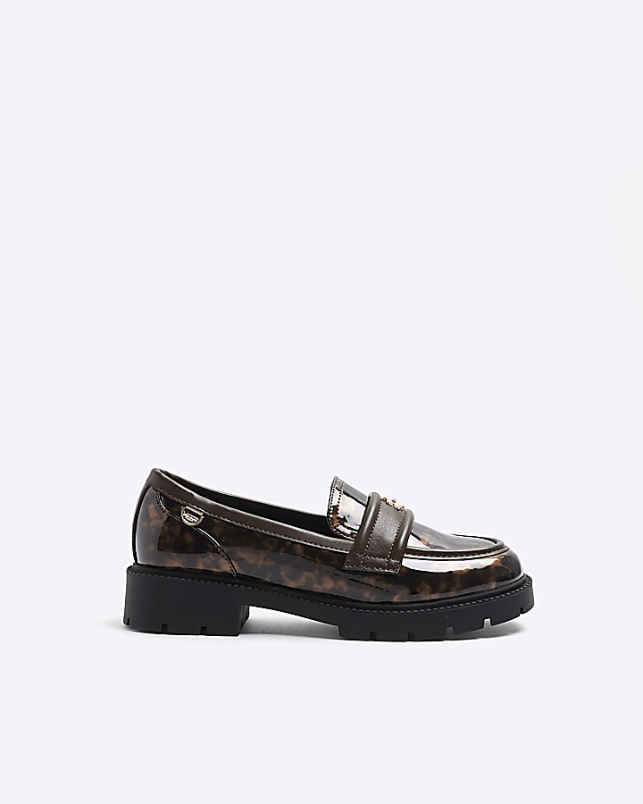 Brown tortoise shell chunky loafers