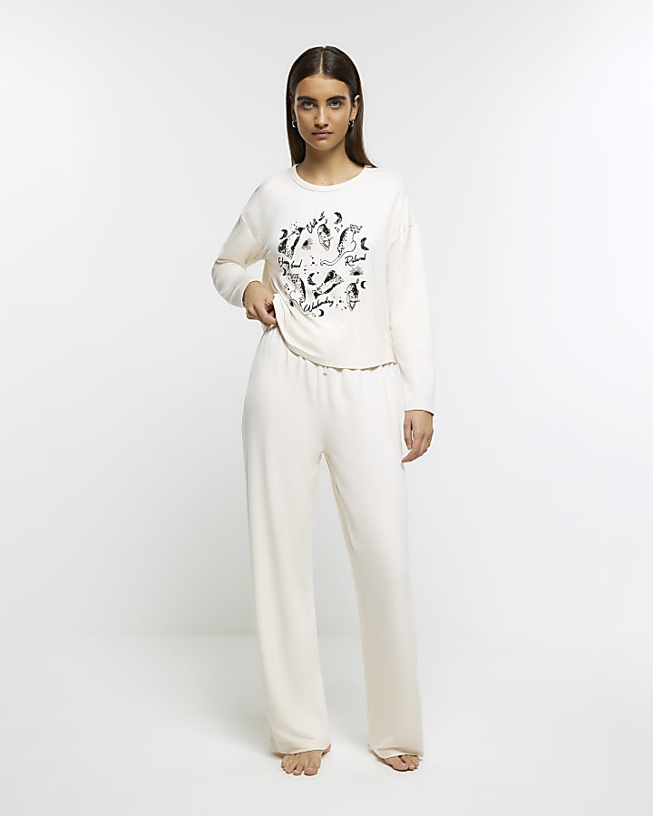 Wide Leg Cream Loungewear Sportlounge