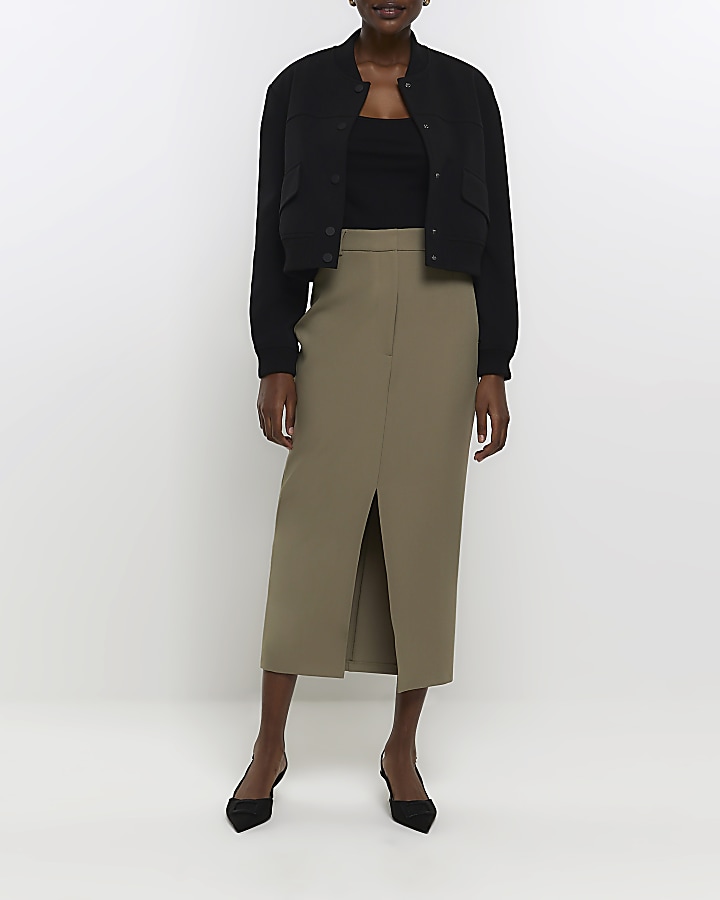 Front split skirt on sale khaki