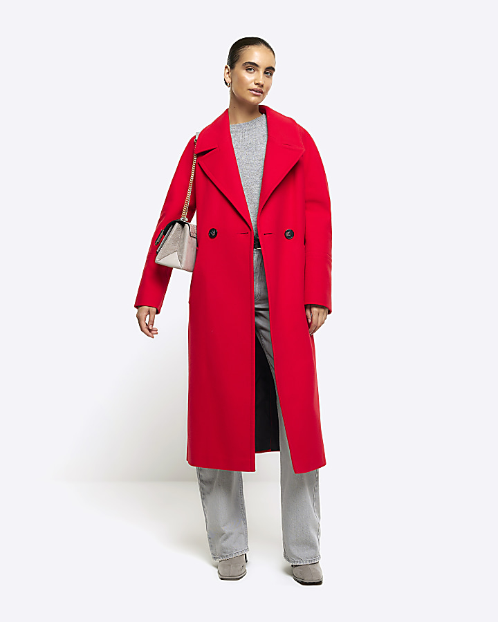 Mens long 2024 red coat