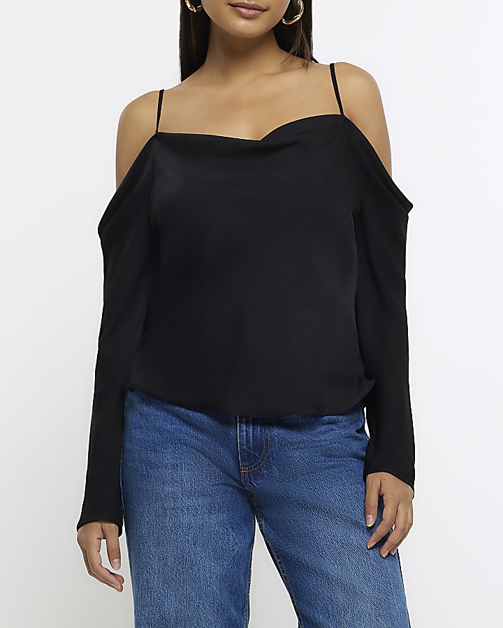 Full sleeve cold shoulder tops hot sale