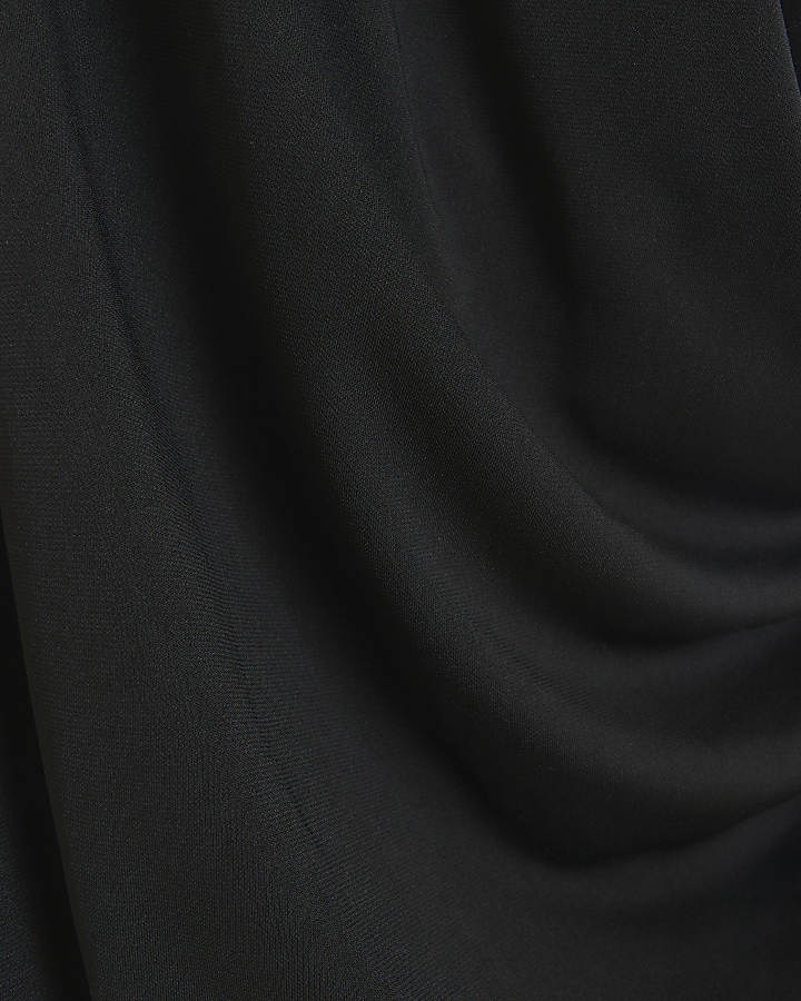 Black drape detail wrap mini dress | River Island