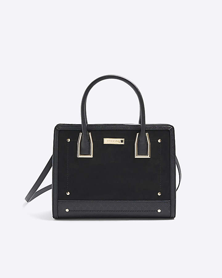 Black structured store tote bag