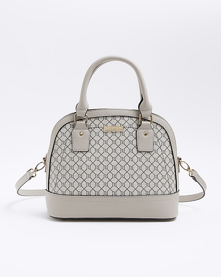 Grey monogram best sale river island bag