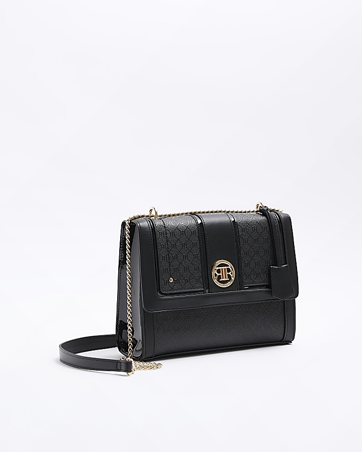 Black RI monogram shoulder bag River Island