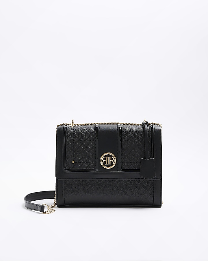 Black RI monogram shoulder bag