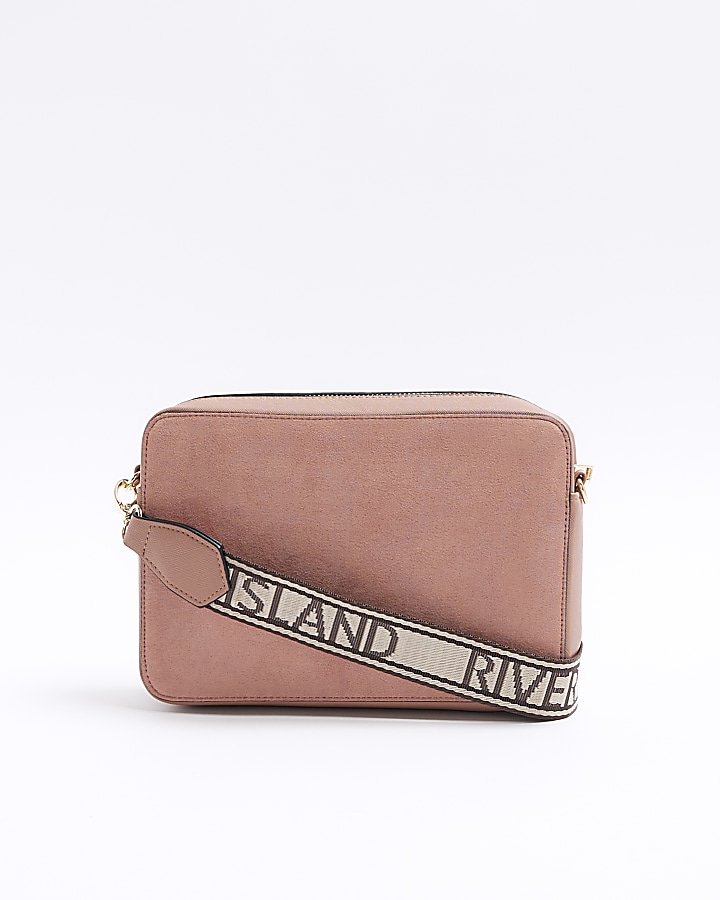 Pink RI monogram boxy cross body bag | River Island
