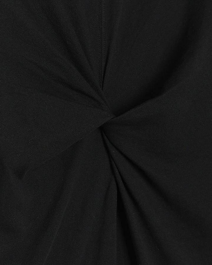 Black knot long sleeve t-shirt midi dress | River Island