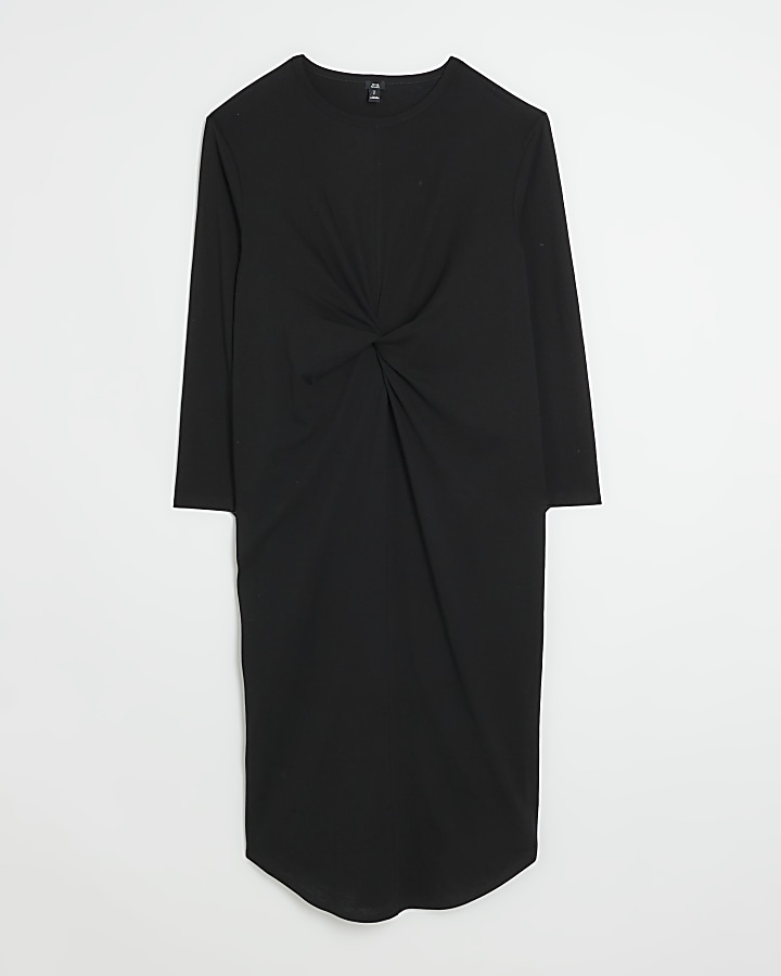 Black knot long sleeve t-shirt midi dress