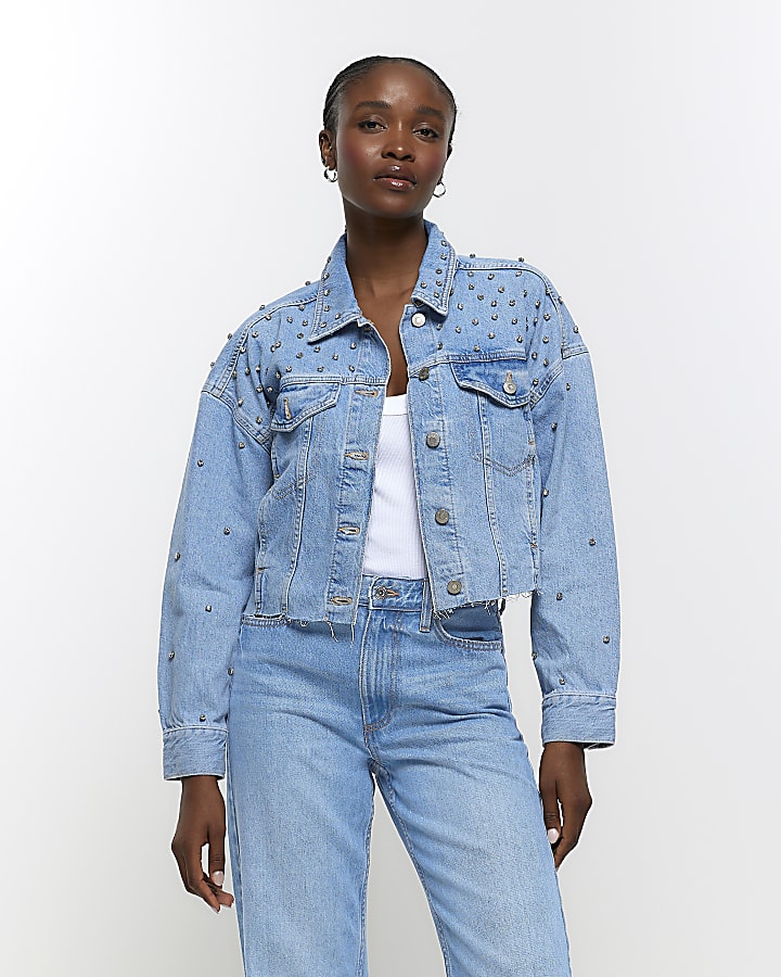 Denim jacket outlet with diamantes