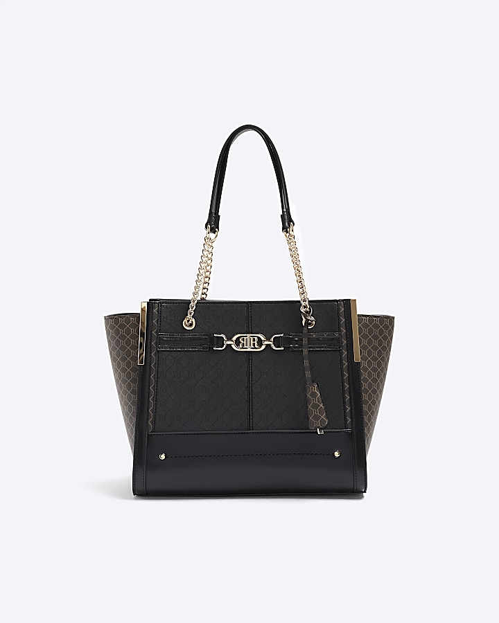 Black RI monogram tote bag