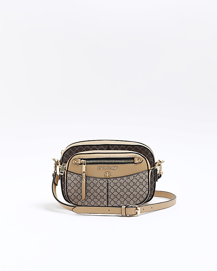 Beige ri monogram sale boxy cross body bag