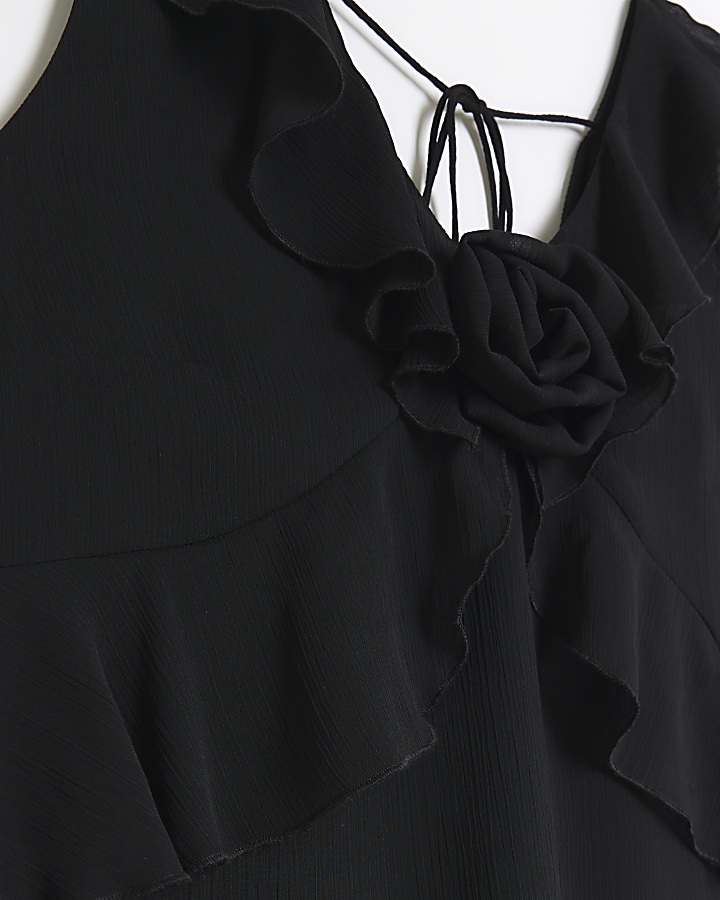 Black frill corsage cami top