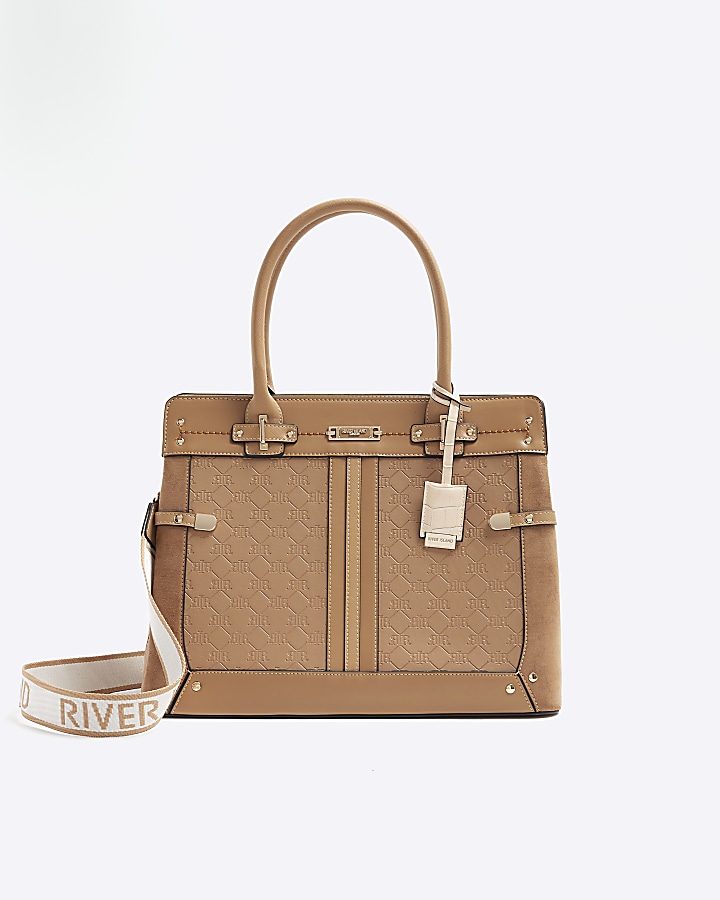 Brown embossed RI tote bag